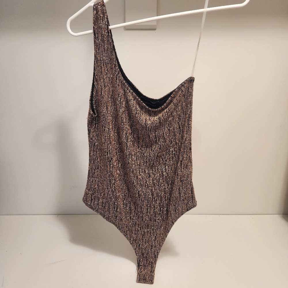 Seduction | Off Shoulder Gold Glitter Bodysuit Top Shirt
